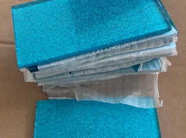 Grand Taps Pack of 14 Blue Glitter Subway Tile 75mm x 150mm