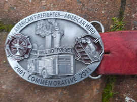 U.S Fire Dept 911 Heros Commemorative Pewter Buckle & Belt