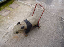 old vintage childs  walker pusher collectable panda bear