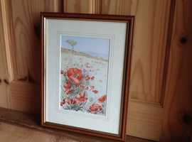 Lovely poppy painting in a frame