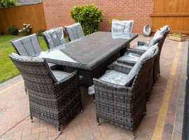 HARTMAN Rattan Garden Furniture Set (Dining Table & 8 Dining Chairs) Modern & Immaculate