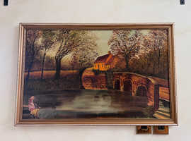 Oil painting 1966 Feeding at the Pack Horse