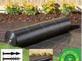 Weed Membrane Control, Heavy Duty Ground Cover 100 gsm, 1 Meter wide X 10 meters in length + 20 FREE PEGS - Ideal for Gardening and Lanscaping