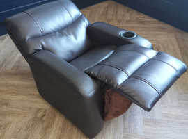 Children's brown faux leather recliner
