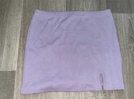 Ribbed lilac mini skirt