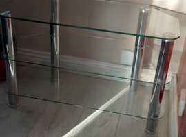 Glass & silver tv stand