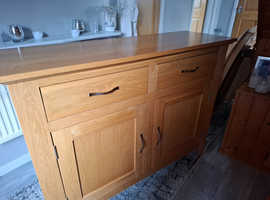 Solid oak corner display cabinet and sideboard
