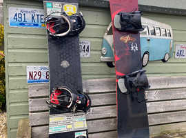 Snowboards with size 10 boots And Extras
