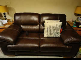 Leather 2 seater sofa and armchair