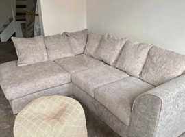 **Elegant Brand New L-Shape Sofa - 2 & 3 Seater with Coordinated Footstool**