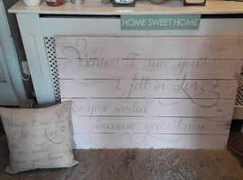 *REDUCED*NEXT solid wood large vintage wall plaque with matching cushion £10