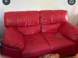 Red Leather 2 seater couch