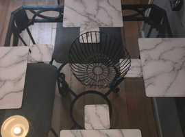 Glass Wrought iron dinning table
