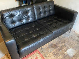 Retro style 2 seater leather sofa