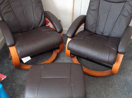 2 swivel chairs and a footstool