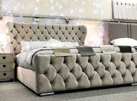 BED SALE NEW LUXURY DOUBLE BEDS. KING SIZE BEDS SUPERKING. CHESTERFIELD WING BACK BED FRAMES