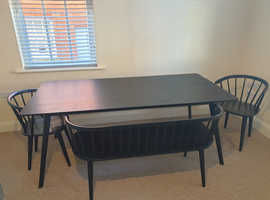 Black Wooden Dining Table & Chairs (Black Ash?)