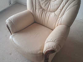 One Cream leather armchair