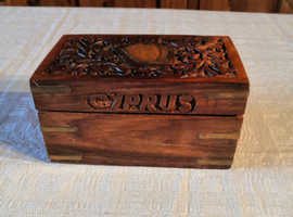 Vintage, Exquisite, Engraved Wooden & Brass Playing Card / Jewellery Box, Cyprus