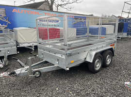 BRAND NEW 10ft x 5ft HEAVY DUTY TWIN AXLE NIEWIADOW TRAILER WITH 80CM MESH AND 250CM RAMPS 2700KG