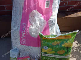 Rabbit/small animal bedding, hay and food bundle
