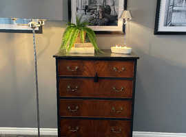 Vintage Black and Wood Tall Chest of Drawers Sympathetically Up Cycled with a modern twist