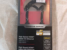 HDMI High Speed Cable with Ethernet, Gold, UHD 4K/HDR