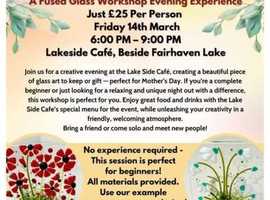 Dine, Sip and Craft:  A Fused Glass Workshop Experience. Make your own fused glass tea light holder.