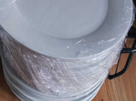 Large white plates and bowls