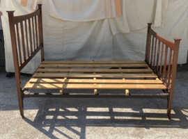 Edwardian inlaid wooden double bed antique