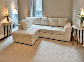 **Timeless Brand New L-Shape Sofa - 3 & 2 Seater with Coordinated Footstool**