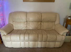 Cream Leather Sofa and recliner chairs