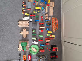 Wooden train set and accessories