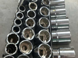 Selection of whitworth and A F sockets various sizes