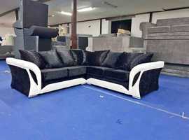 Brand New Shannon Corner Sofa 5 Seater Crush Velvet For Sale
