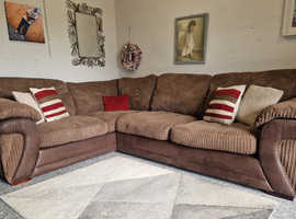 DFS Brown Corded Fabric Corner Sofa  Delivery Available