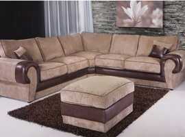 Verona L-Shape 5-Seater Corner Sofa | Cord & Faux Leather | Modern Design