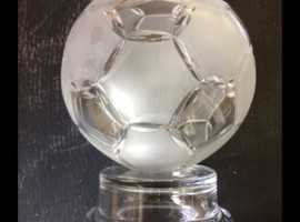 Glass football Presentation/Trophy with empty panels for engraving
