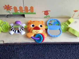 Bright Starts take along tiger and zebra carrier toy bar buggy toy