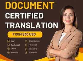 Certified Document Translation Services from £25 GBP per document