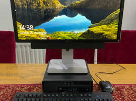 HP Elite desk 800g1, with 24inch dell screen, soundbar, mouse and keyboard.