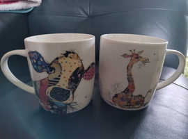 2 x Bug Art Mugs Giraffe & Cow