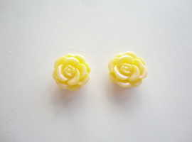 Handmade Yellow Resin Flower Cabochon Stud Earrings