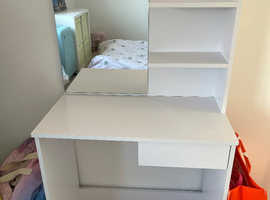 Small white dressing table & IKEA stool