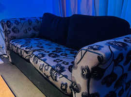 Sofa bed 3 seater large luxury sofa black and grey floral