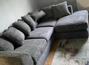 **Exclusive Brand New Corner Sofa - 3 & 2 Seater with Coordinated Footstool**