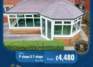 P-shape & T-shape Conservatory Roof Replacement -- Premium Tiled Roof From £4,480