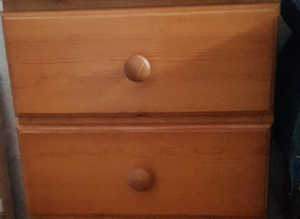 Solid Wood Pine Chest of Drawers on bun feet. Collection only from Chatham