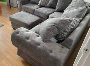 **Smart Living Brand New Corner Sofa - 3 & 2 Seater Set with Footstool Addition**