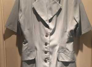 (185) Wallis blue/white pinstripe jacket, size 12